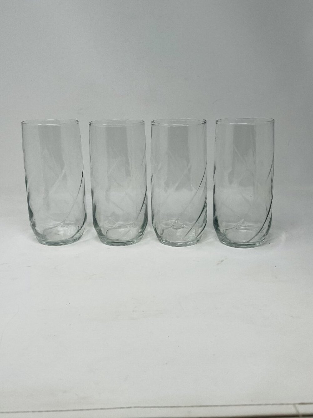 Libbey Swirl Clear Iced Tea Glasses Set Of 4 Vintage High Ball Tumblers
